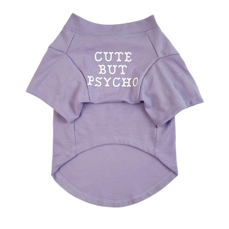 Shop the adorable 'Cute But Psycho' Dog Tee from online dog clothing store they made me wear it.