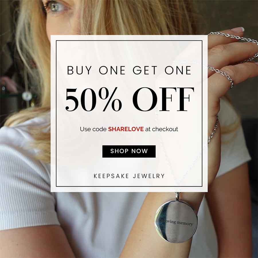 Buy One, Get One 50% off all Personalized Cremation Keepsake Jewelry to safely store the ashes of a loved one from online boutique they made me wear it.