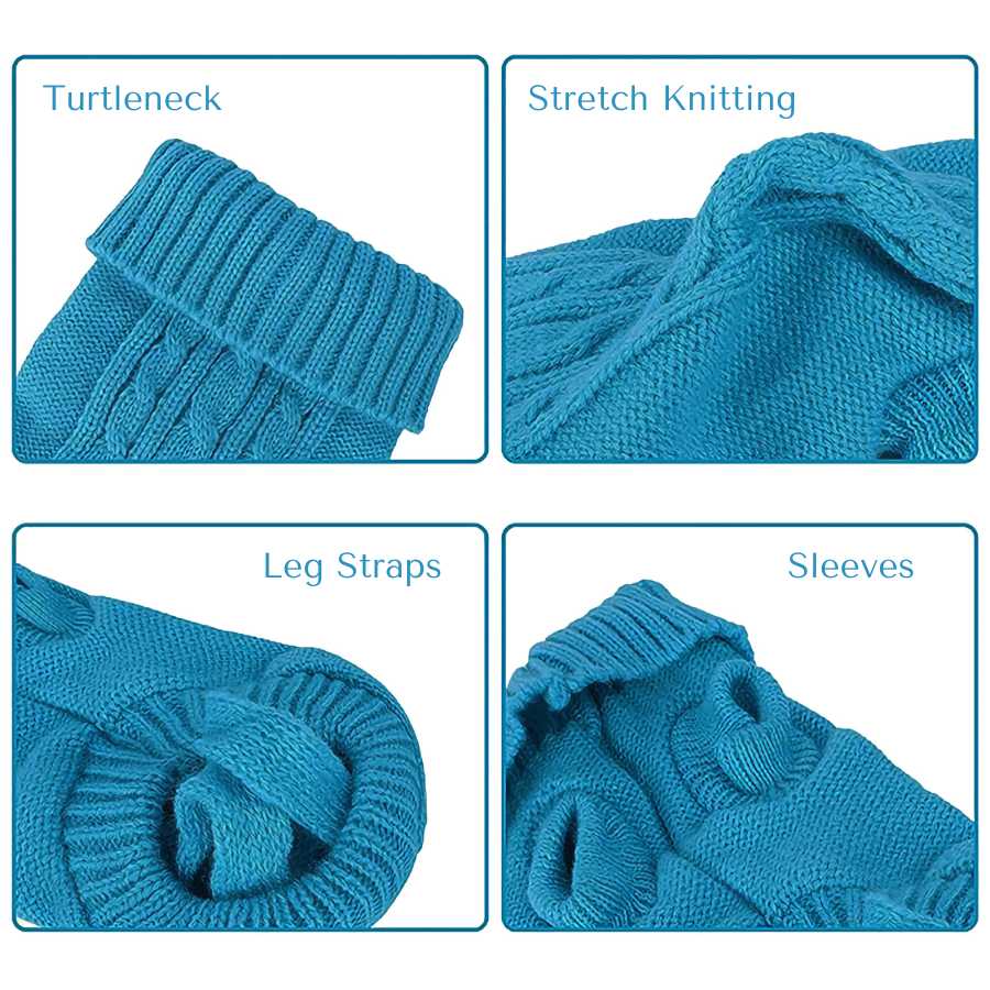 Detailed view of the Classic Dog Turtleneck in Carolina Blue from online dog clothing store they made me wear it.