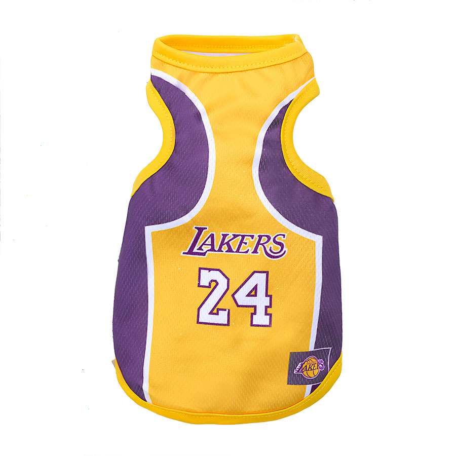 Back of the Los Angeles Lakers Jersey #24 from online dog clothing store they made me wear it.