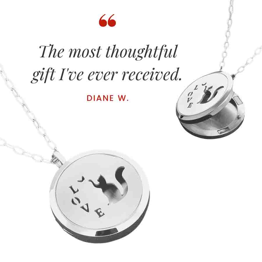 Customer Quote: The most thoughtful gift I've ever received. Written by Diane W. Lovely Cat Memorial Neckalce from online keepsake jewelry shop they made me wear it.