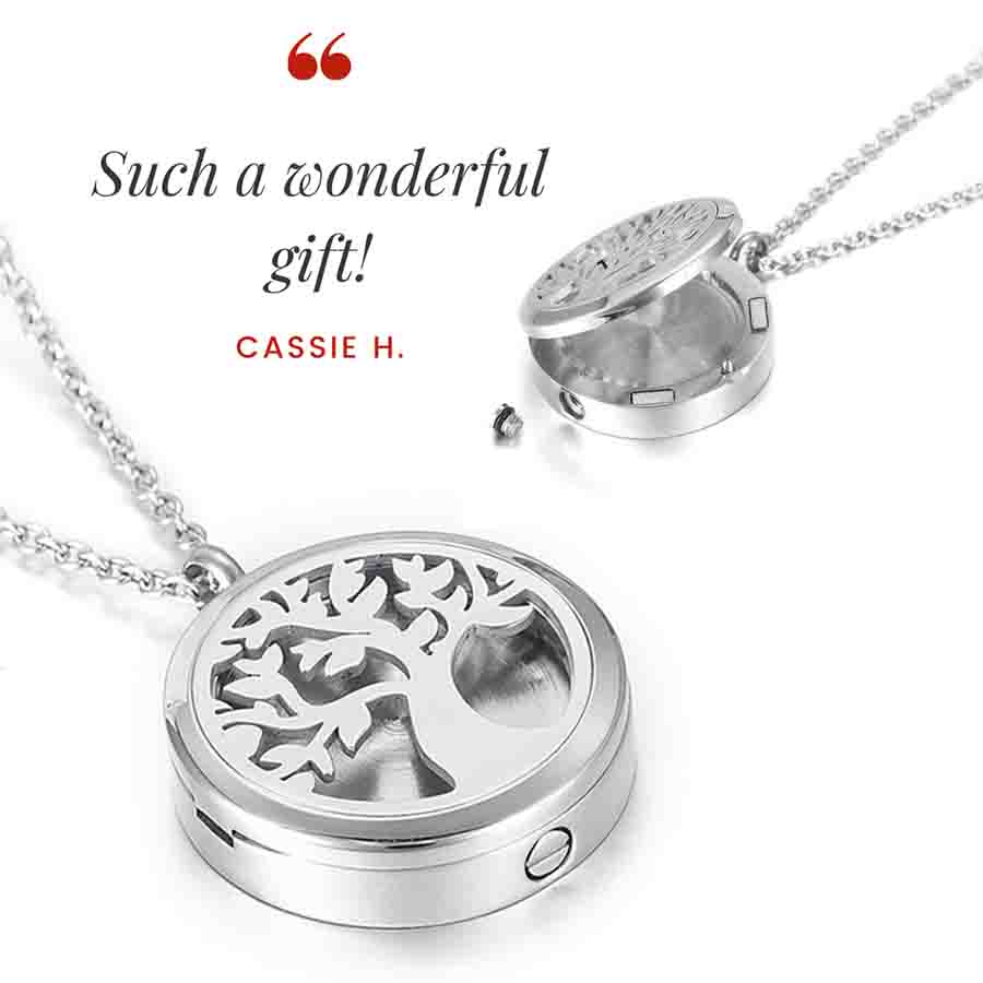 Customer Quote: Such a wonderful gift! Written by Cassie H. Tree of Life Memorial Locket from online keepsake jewelry shop they made me wear it.