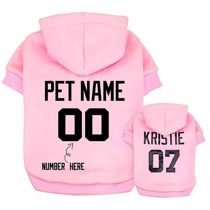 Personalized Dog Hoodie available in Blush. Customize the hoodie with your dog's name from online dog clothing store they made me wear it.