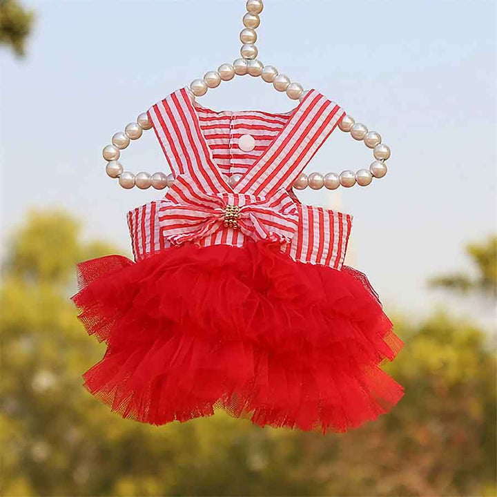 Princess Tulle Lace Dog Dress available in Candy Cane Tutu from online dog clothing store they made me wear it.