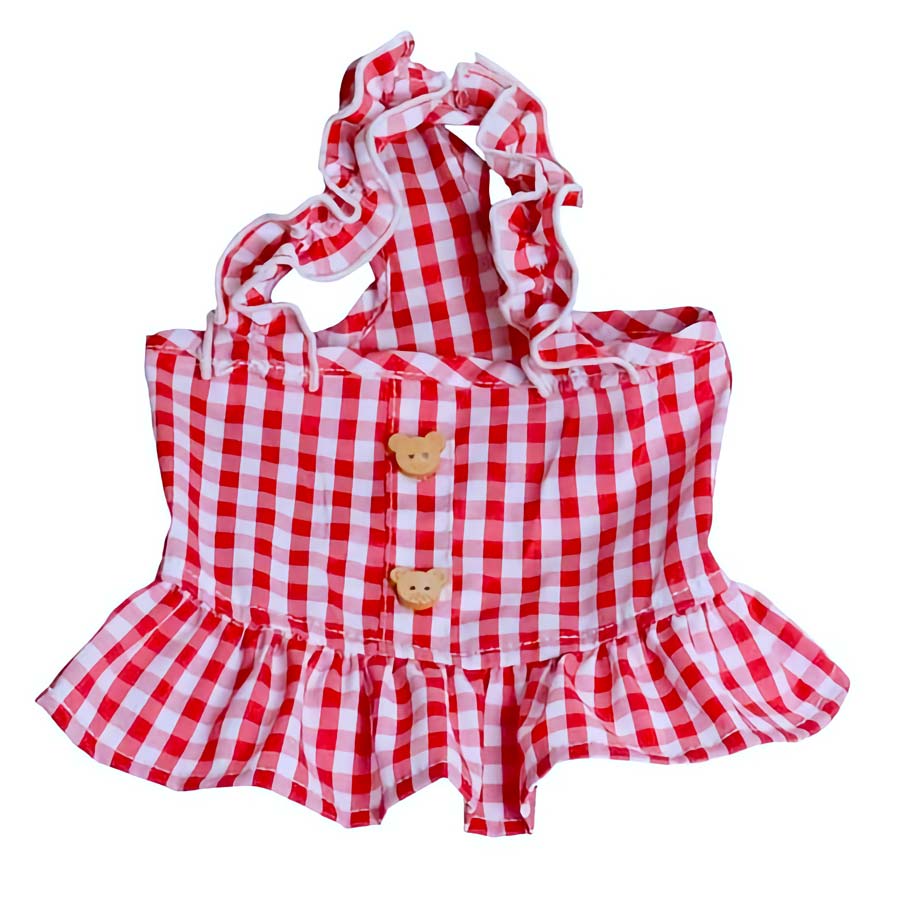 Cherry Sweet Gingham Dog Dress from online posh puppy boutique they made me wear it.