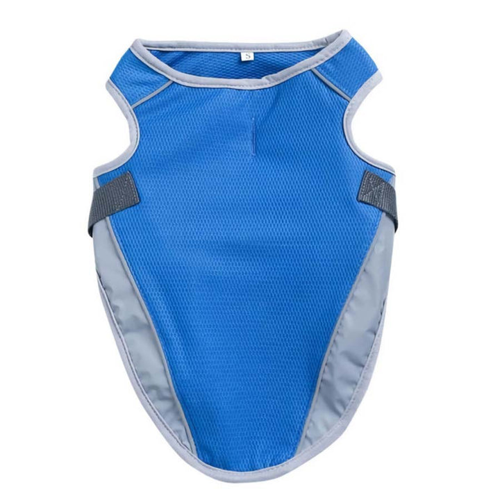 Ocean Blue Dog Cooling Vest Available from online dog clothing store they made me wear it. Let the heat slip away with our hot new cooling vest, designed for active small, medium and large dogs always on the go.