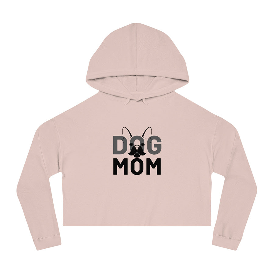 Front of the Dusty Pink Dog Mom Cropped Hoodie from online outerwear and activewear clothing store for pet parents, they made me wear it.