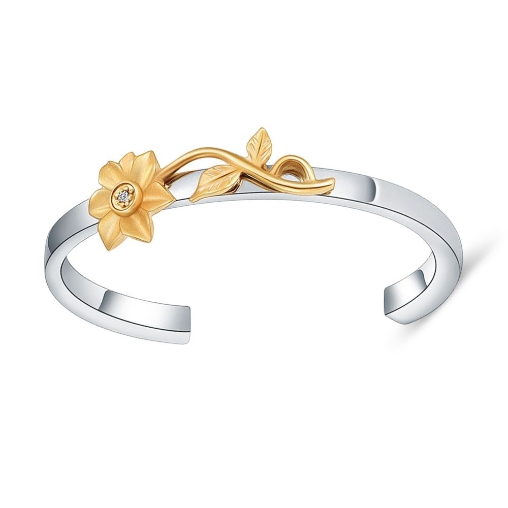 Sunflower Memorial Bracelet in Stainless Steel to hold ashes of your loved ones. A thoughtful gift for family and friends who wish to cherish the loved ones they've lost. Free engraving.
